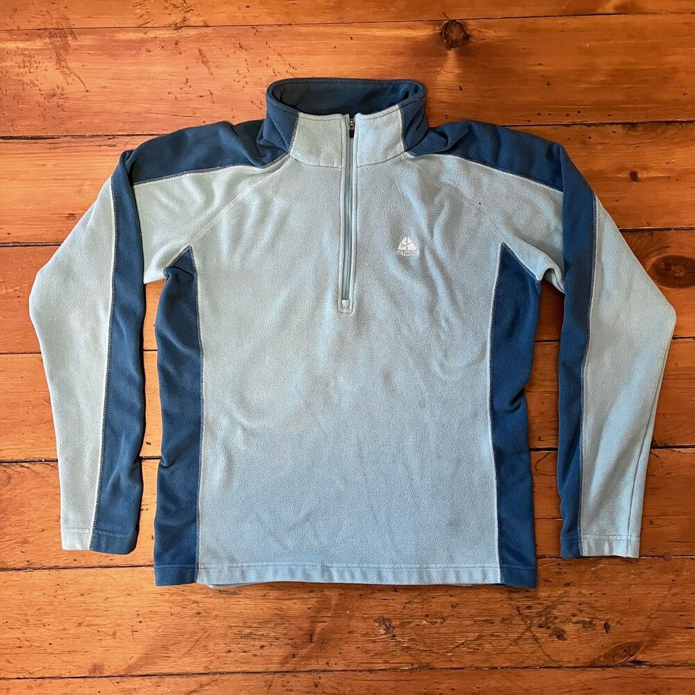 Vintage Nike ACG Jacket Womens Medium Blue 1/4 Quarter Zip Fleece